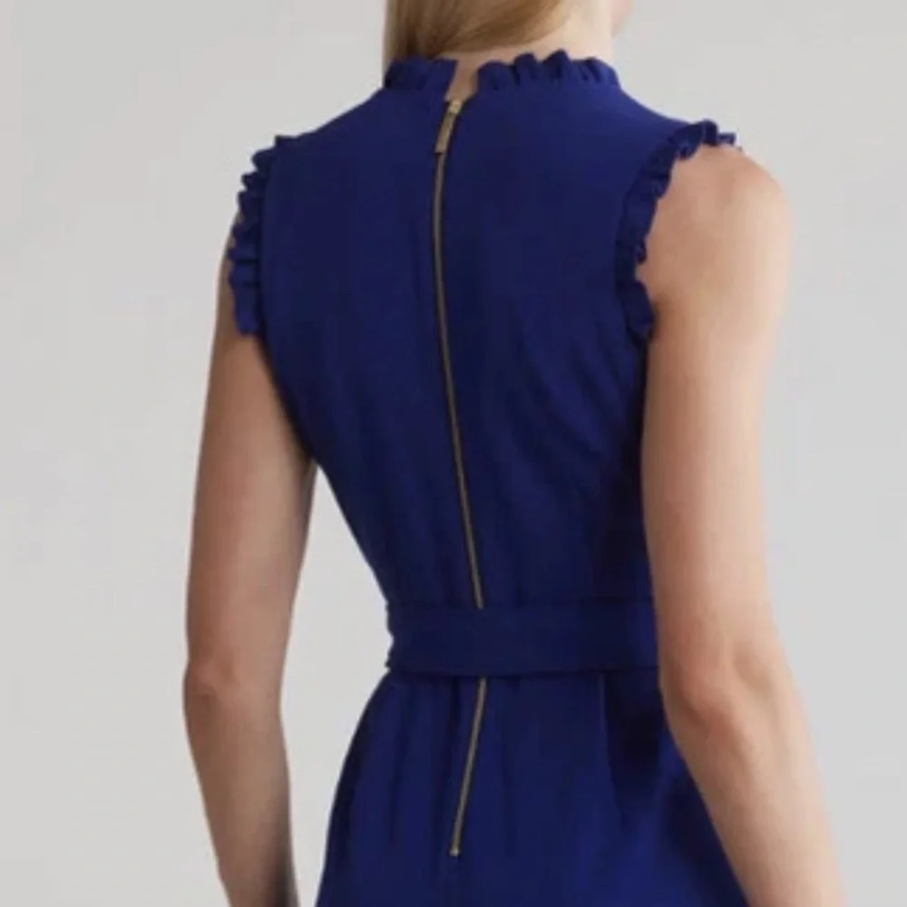 NWT CALVIN KLEIN Ruffle Shoulder V-neck Jumpsuit Size 10 - Picture 3 of 5